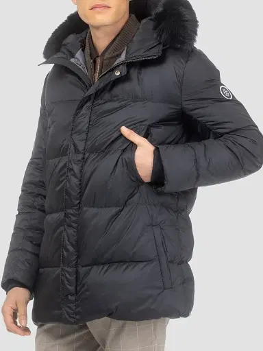 Gorski Men's Apres-Ski Parka with Detachable Toscana Lamb Hood Trim - Black Black - Size XL | Thumbnail 4 Gorski Men's Apres-Ski Parka with Detachable Toscana Lamb Hood Trim - Black Black - Size XL | Thumbnail 4