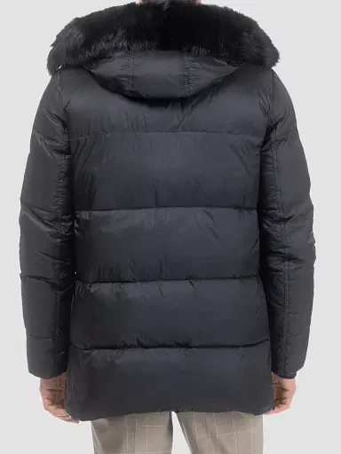 Gorski Men's Apres-Ski Parka with Detachable Toscana Lamb Hood Trim - Black Black - Size XL | Thumbnail 5 Gorski Men's Apres-Ski Parka with Detachable Toscana Lamb Hood Trim - Black Black - Size XL | Thumbnail 5