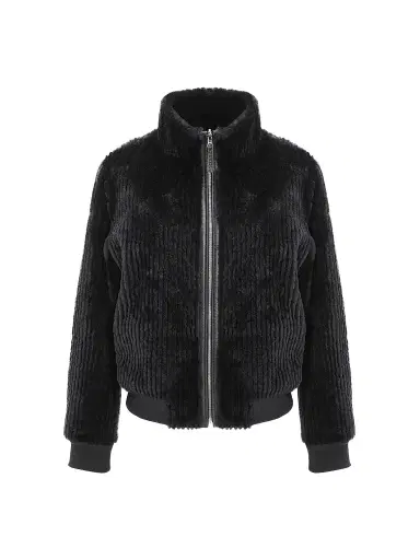 Gorski Women's Reversible Select Grooved Shearling Lamb Insignia Coat - Navy - Size Large | Thumbnail 1 Gorski Women's Reversible Select Grooved Shearling Lamb Insignia Coat - Navy - Size Large | Thumbnail 1