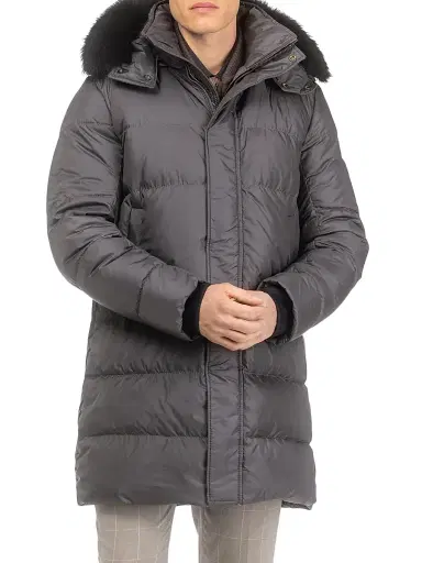 Gorski Men's Apres-Ski Parka with Detachable Toscana Lamb Hood Trim - Anthracite Black - Size XXL | Thumbnail 3 Gorski Men's Apres-Ski Parka with Detachable Toscana Lamb Hood Trim - Anthracite Black - Size XXL | Thumbnail 3