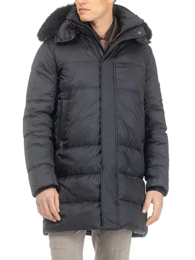 Gorski Men's Apres-Ski Parka with Detachable Toscana Lamb Hood Trim - Black Black - Size XL | Thumbnail 3 Gorski Men's Apres-Ski Parka with Detachable Toscana Lamb Hood Trim - Black Black - Size XL | Thumbnail 3