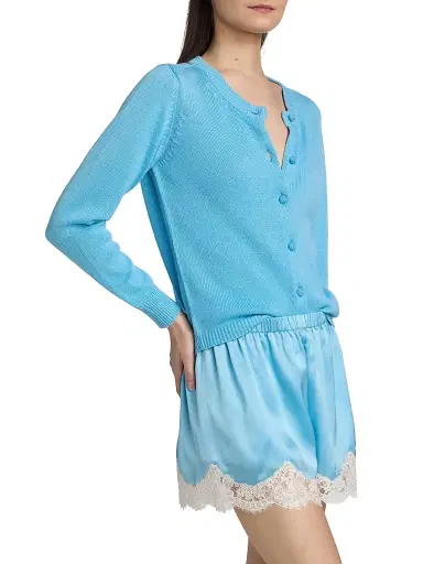 Cami NYC Women's Rufina Cotton-Blend Cardigan - Blue Grotto | Thumbnail 4 Cami NYC Women's Rufina Cotton-Blend Cardigan - Blue Grotto | Thumbnail 4