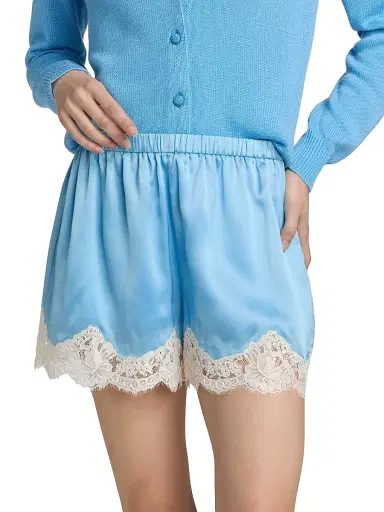 Cami NYC Women's Anora Lace-Trim Silk Shorts - Blue Grotto | Thumbnail 3 Cami NYC Women's Anora Lace-Trim Silk Shorts - Blue Grotto | Thumbnail 3