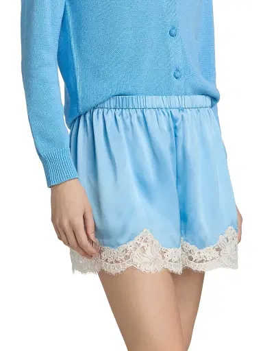Cami NYC Women's Anora Lace-Trim Silk Shorts - Blue Grotto | Thumbnail 4 Cami NYC Women's Anora Lace-Trim Silk Shorts - Blue Grotto | Thumbnail 4