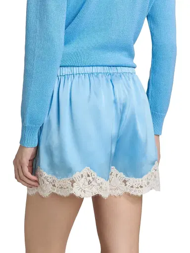 Cami NYC Women's Anora Lace-Trim Silk Shorts - Blue Grotto | Thumbnail 5 Cami NYC Women's Anora Lace-Trim Silk Shorts - Blue Grotto | Thumbnail 5