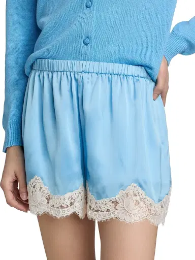 Cami NYC Women's Anora Lace-Trim Silk Shorts - Blue Grotto | Thumbnail 6 Cami NYC Women's Anora Lace-Trim Silk Shorts - Blue Grotto | Thumbnail 6