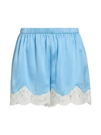 Cami NYC Women's Anora Lace-Trim Silk Shorts - Blue Grotto | Thumbnail 1 Cami NYC Women's Anora Lace-Trim Silk Shorts - Blue Grotto | Thumbnail 1