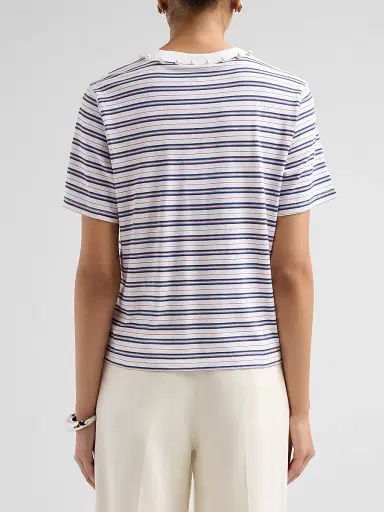 Cami NYC Women's Mattea Striped Imitation-Pearl-Embellished Cotton T-Shirt | Thumbnail 3 Cami NYC Women's Mattea Striped Imitation-Pearl-Embellished Cotton T-Shirt | Thumbnail 3