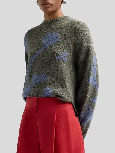 Proenza Schouler White Label Women's Cathy Abstract Rib-Knit Sweater - Willow Periwinkle | Thumbnail 4 Proenza Schouler White Label Women's Cathy Abstract Rib-Knit Sweater - Willow Periwinkle | Thumbnail 4