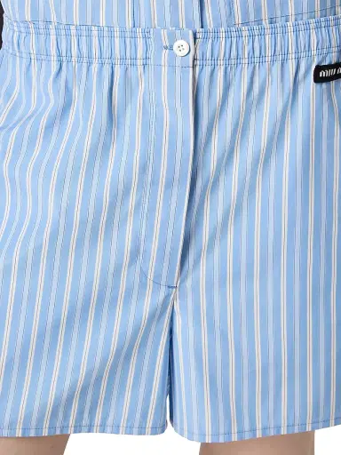 Miu Miu Women's Striped Poplin Boxer Shorts - Blue - Size 0 | Thumbnail 4 Miu Miu Women's Striped Poplin Boxer Shorts - Blue - Size 0 | Thumbnail 4