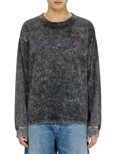 Diesel Men's Logo Acid-Washed Cotton T-Shirt - Black | Thumbnail 3 Diesel Men's Logo Acid-Washed Cotton T-Shirt - Black | Thumbnail 3