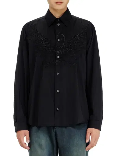 Diesel Men's Embroidered Cotton Overshirt - Black | Thumbnail 3 Diesel Men's Embroidered Cotton Overshirt - Black | Thumbnail 3
