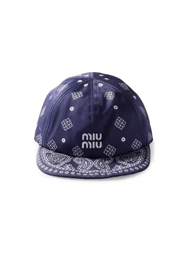 Miu Miu Women's Printed Cotton Baseball Cap - Blue | Thumbnail 3 Miu Miu Women's Printed Cotton Baseball Cap - Blue | Thumbnail 3