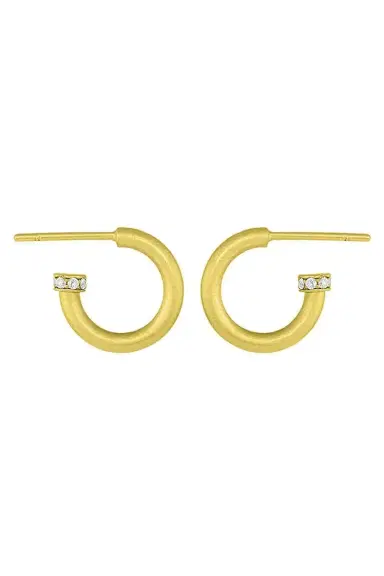 LEIGH MAXWELL Amani Diamond Mini Hoop Earrings | Thumbnail 1 LEIGH MAXWELL Amani Diamond Mini Hoop Earrings | Thumbnail 1
