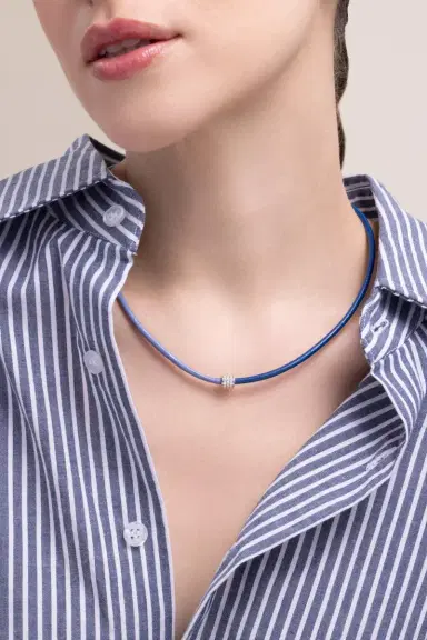 EDINA KISS Blue Leather Cord | Thumbnail 1 EDINA KISS Blue Leather Cord | Thumbnail 1