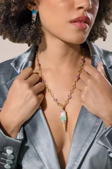 EDINA KISS Chrysoprase Opal Diamond Cone Pendant | Thumbnail 4 EDINA KISS Chrysoprase Opal Diamond Cone Pendant | Thumbnail 4