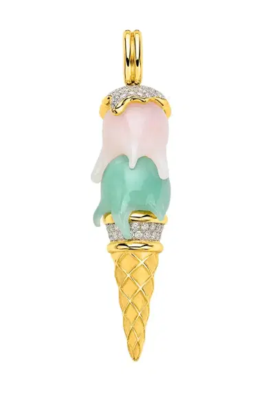EDINA KISS Chrysoprase Opal Diamond Cone Pendant | Thumbnail 1 EDINA KISS Chrysoprase Opal Diamond Cone Pendant | Thumbnail 1