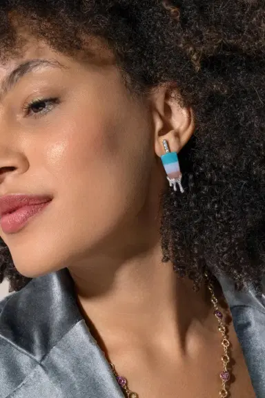 EDINA KISS Diamond Opal Agate Drip Popsicle Earrings | Thumbnail 2 EDINA KISS Diamond Opal Agate Drip Popsicle Earrings | Thumbnail 2