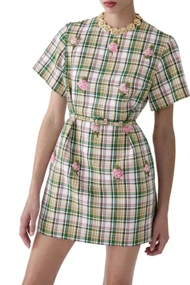 Carolina Herrera Embellished Short Sleeve Shift Dress | Thumbnail 2 Carolina Herrera Embellished Short Sleeve Shift Dress | Thumbnail 2