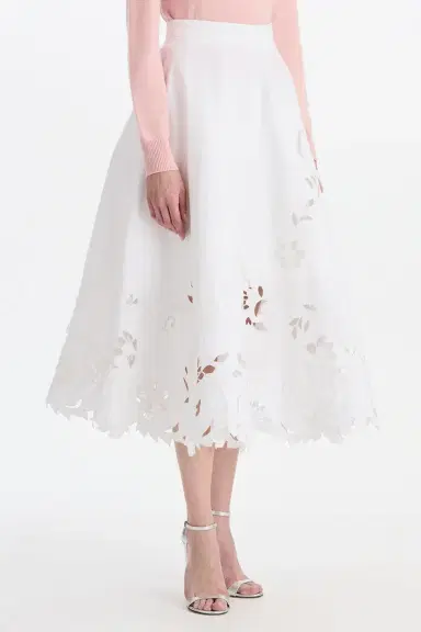 Oscar de la Renta Embroidered Floral Circle Midi Skirt | Thumbnail 4 Oscar de la Renta Embroidered Floral Circle Midi Skirt | Thumbnail 4