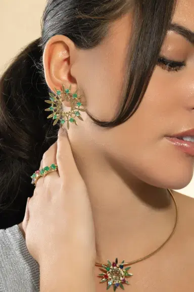 CAROL KAUFFMANN Emerald Large Mandala Hoop Earrings | Thumbnail 2 CAROL KAUFFMANN Emerald Large Mandala Hoop Earrings | Thumbnail 2