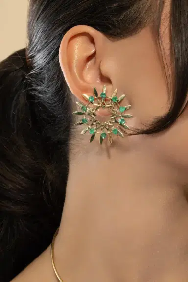 CAROL KAUFFMANN Emerald Large Mandala Hoop Earrings | Thumbnail 4 CAROL KAUFFMANN Emerald Large Mandala Hoop Earrings | Thumbnail 4