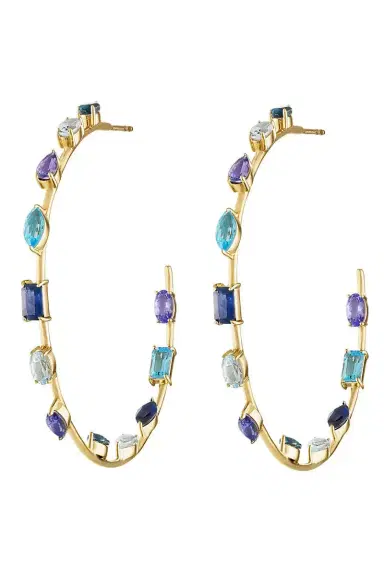 Eden Presley Large Blue Goddess Hoops | Thumbnail 1 Eden Presley Large Blue Goddess Hoops | Thumbnail 1