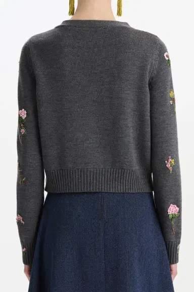 Oscar de la Renta Mini Floral Long Sleeve Cardigan | Thumbnail 4 Oscar de la Renta Mini Floral Long Sleeve Cardigan | Thumbnail 4