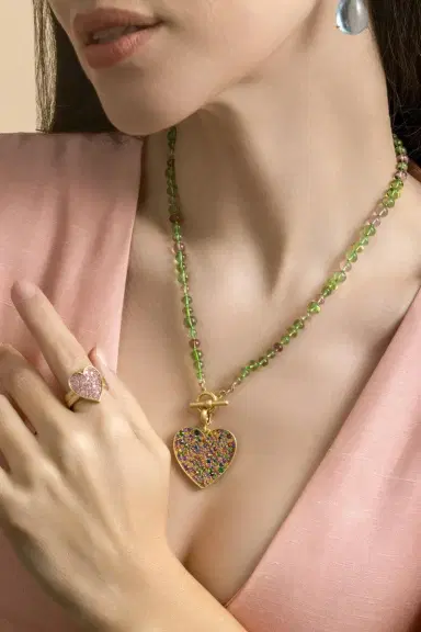 LEIGH MAXWELL Multi Sapphire Medium Heart Pendant | Thumbnail 2 LEIGH MAXWELL Multi Sapphire Medium Heart Pendant | Thumbnail 2