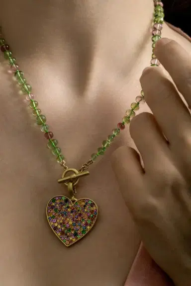 LEIGH MAXWELL Multi Sapphire Medium Heart Pendant | Thumbnail 3 LEIGH MAXWELL Multi Sapphire Medium Heart Pendant | Thumbnail 3