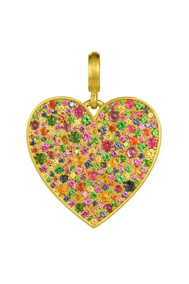 LEIGH MAXWELL Multi Sapphire Medium Heart Pendant | Thumbnail 1 LEIGH MAXWELL Multi Sapphire Medium Heart Pendant | Thumbnail 1