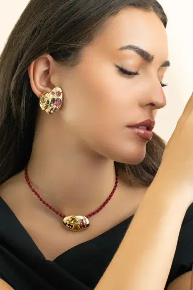 CAROL KAUFFMANN Rubellite Citrine Rocks Earrings | Thumbnail 3 CAROL KAUFFMANN Rubellite Citrine Rocks Earrings | Thumbnail 3
