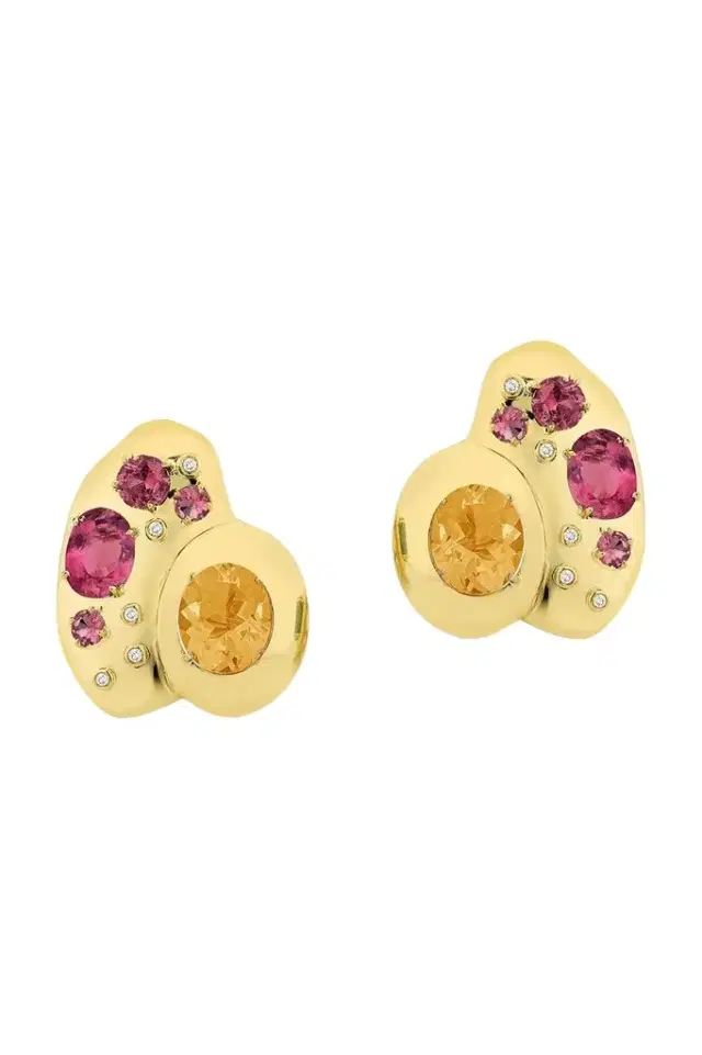 Rubellite Citrine Rocks Earrings Rubellite Citrine Rocks Earrings