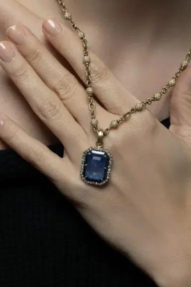 Sylva & Cie Sapphire Diamond Pendant | Thumbnail 2 Sylva & Cie Sapphire Diamond Pendant | Thumbnail 2