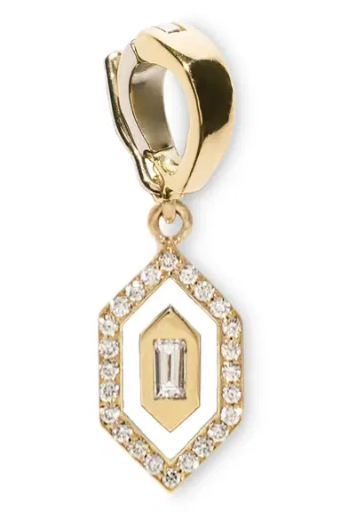 Azlee Small Diamond White Enamel Charm | Thumbnail 1 Azlee Small Diamond White Enamel Charm | Thumbnail 1