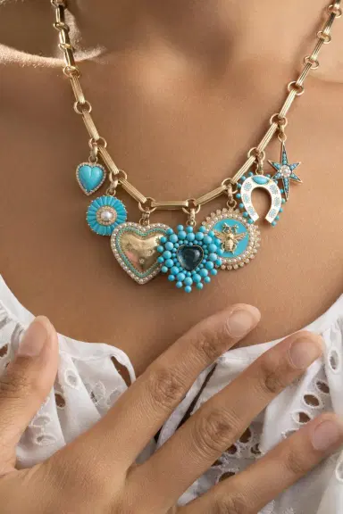 Storrow Turquoise Diamond Alana Heart Charm | Thumbnail 3 Storrow Turquoise Diamond Alana Heart Charm | Thumbnail 3