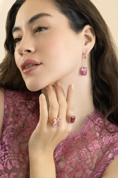 LISA NIK Watermelon Tourmaline Diamond Drop Earrings | Thumbnail 2 LISA NIK Watermelon Tourmaline Diamond Drop Earrings | Thumbnail 2