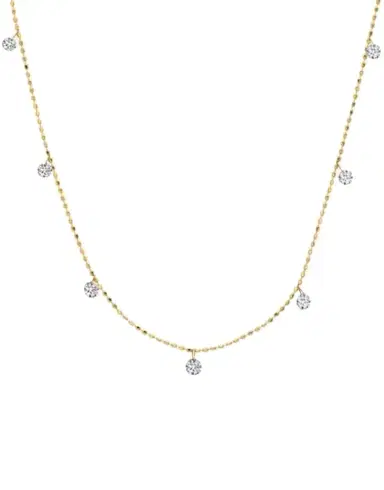 GRAZIELA Yellow Gold Tiny Floating Diamond Necklace | Thumbnail 1 GRAZIELA Yellow Gold Tiny Floating Diamond Necklace | Thumbnail 1