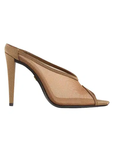 Giuseppe Zanotti Women's Brivido 105MM Mesh Mules - Chocolate | Thumbnail 1 Giuseppe Zanotti Women's Brivido 105MM Mesh Mules - Chocolate | Thumbnail 1