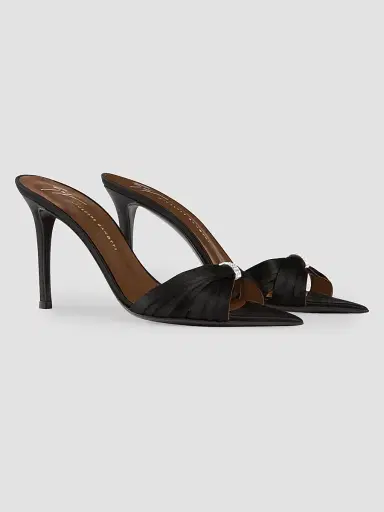 Giuseppe Zanotti Women's Intrigo 90MM Silk Stiletto Mules - Nero | Thumbnail 4 Giuseppe Zanotti Women's Intrigo 90MM Silk Stiletto Mules - Nero | Thumbnail 4