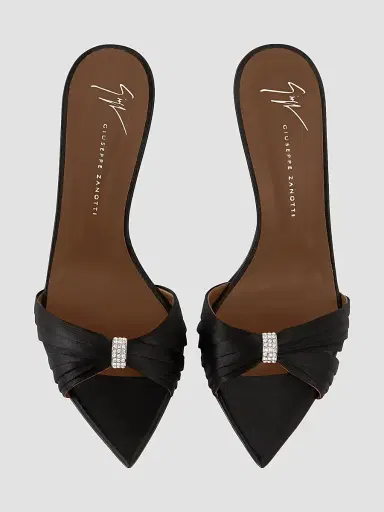 Giuseppe Zanotti Women's Intrigo 90MM Silk Stiletto Mules - Nero | Thumbnail 5 Giuseppe Zanotti Women's Intrigo 90MM Silk Stiletto Mules - Nero | Thumbnail 5