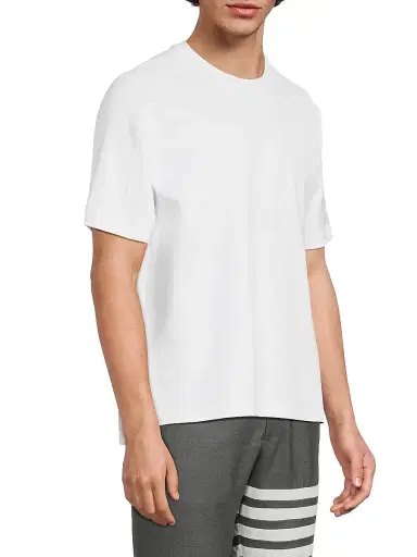 Thom Browne Men's Cotton 4-Bar Stripe T-Shirt - White - Size XXL | Thumbnail 4 Thom Browne Men's Cotton 4-Bar Stripe T-Shirt - White - Size XXL | Thumbnail 4