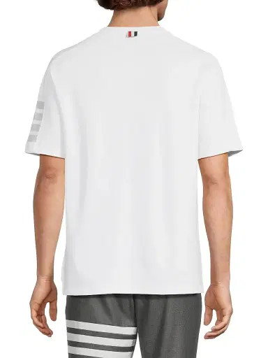 Thom Browne Men's Cotton 4-Bar Stripe T-Shirt - White - Size XXL | Thumbnail 5 Thom Browne Men's Cotton 4-Bar Stripe T-Shirt - White - Size XXL | Thumbnail 5