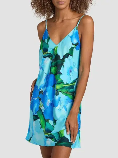 Natori Women's Isla Floral Charmeuse Chemise - Blue | Thumbnail 3 Natori Women's Isla Floral Charmeuse Chemise - Blue | Thumbnail 3