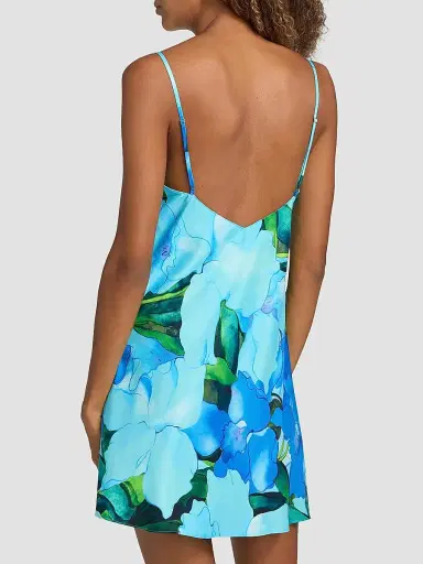 Natori Women's Isla Floral Charmeuse Chemise - Blue | Thumbnail 4 Natori Women's Isla Floral Charmeuse Chemise - Blue | Thumbnail 4