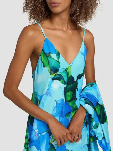 Natori Women's Isla Floral Charmeuse Chemise - Blue | Thumbnail 5 Natori Women's Isla Floral Charmeuse Chemise - Blue | Thumbnail 5