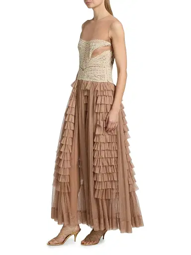 Ulla Johnson Women's Orla Crochet Tulle-Skirt Maxi Dress | Thumbnail 4 Ulla Johnson Women's Orla Crochet Tulle-Skirt Maxi Dress | Thumbnail 4