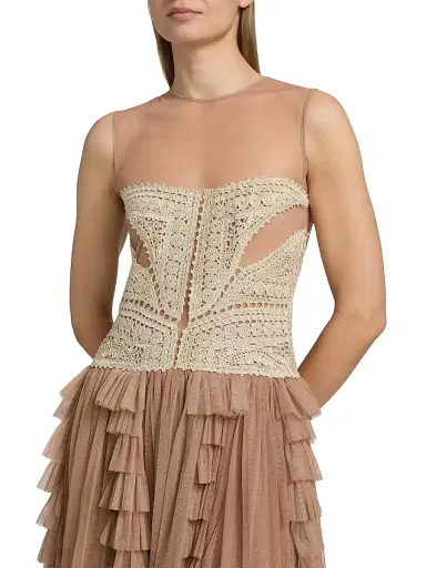 Ulla Johnson Women's Orla Crochet Tulle-Skirt Maxi Dress | Thumbnail 6 Ulla Johnson Women's Orla Crochet Tulle-Skirt Maxi Dress | Thumbnail 6