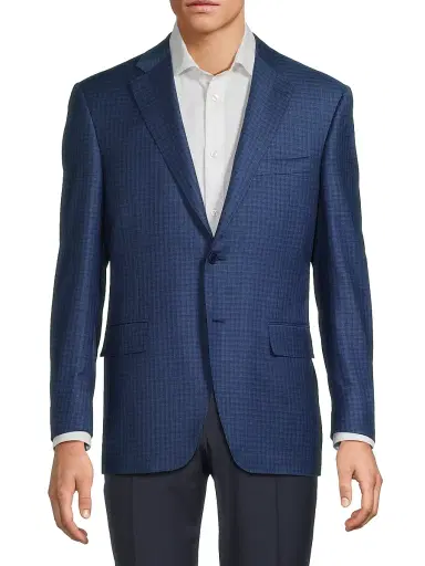 Canali Men's Micro-Plaid Wool Business Sport Coat | Thumbnail 3 Canali Men's Micro-Plaid Wool Business Sport Coat | Thumbnail 3