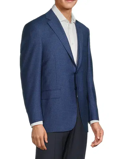 Canali Men's Micro-Plaid Wool Business Sport Coat | Thumbnail 4 Canali Men's Micro-Plaid Wool Business Sport Coat | Thumbnail 4